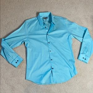 Express modern fitted stretch pinstripe shirt